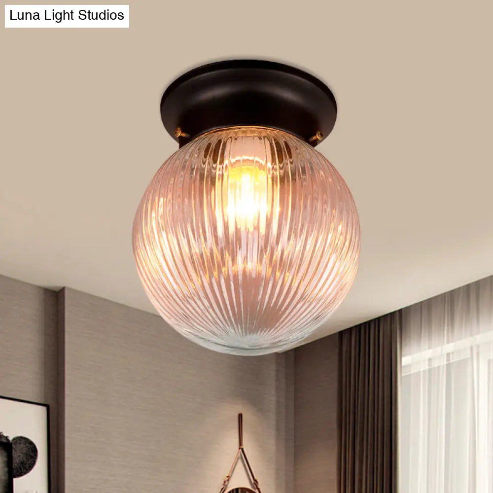 DecorBites™ DecorBites™ Industrial Black/Clear Glass Flush Mount Lighting Fixture, 6"/6.5" Wide