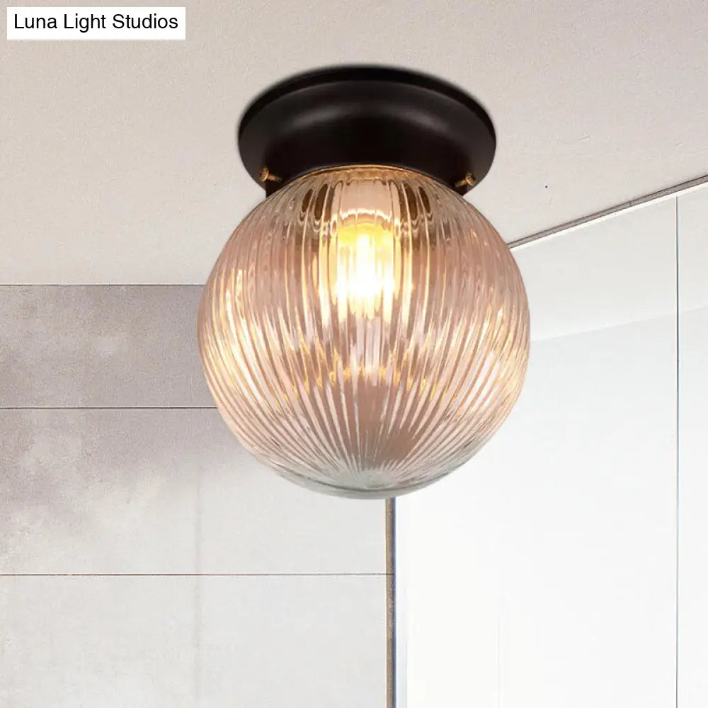 DecorBites™ DecorBites™ Industrial Black/Clear Glass Flush Mount Lighting Fixture, 6"/6.5" Wide