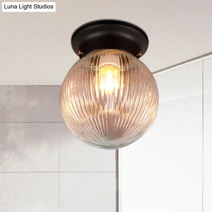 DecorBites™ DecorBites™ Industrial Black/Clear Glass Flush Mount Lighting Fixture, 6"/6.5" Wide