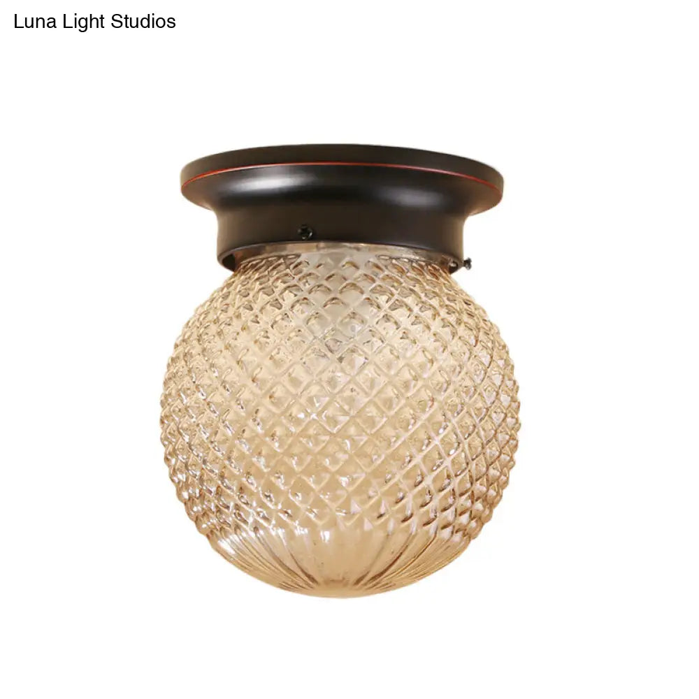 DecorBites™ DecorBites™ Industrial Black/Clear Glass Flush Mount Lighting Fixture, 6"/6.5" Wide