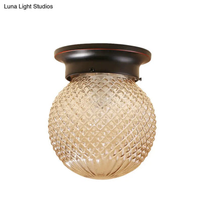 DecorBites™ DecorBites™ Industrial Black/Clear Glass Flush Mount Lighting Fixture, 6"/6.5" Wide