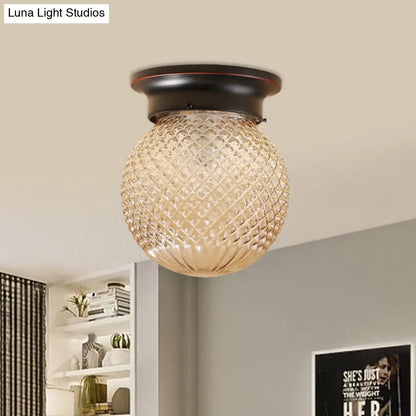 DecorBites™ DecorBites™ Industrial Black/Clear Glass Flush Mount Lighting Fixture, 6"/6.5" Wide