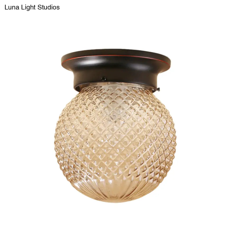 DecorBites™ DecorBites™ Industrial Black/Clear Glass Flush Mount Lighting Fixture, 6"/6.5" Wide