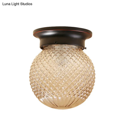 DecorBites™ DecorBites™ Industrial Black/Clear Glass Flush Mount Lighting Fixture, 6"/6.5" Wide