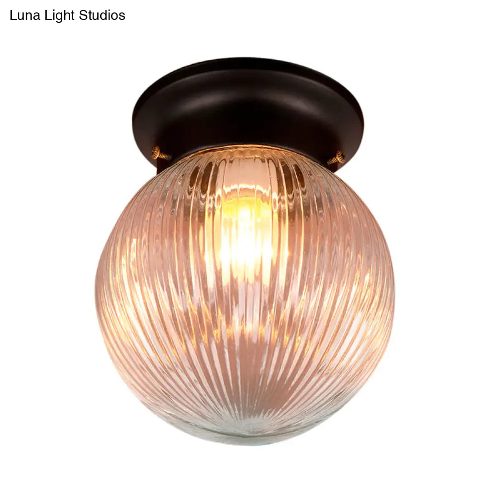 DecorBites™ DecorBites™ Industrial Black/Clear Glass Flush Mount Lighting Fixture, 6"/6.5" Wide