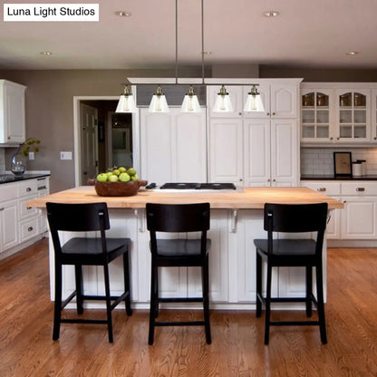 DecorBites™ Industrial Black Cone Shade Clear Glass 5-Head Island Chandelier for Dining Room