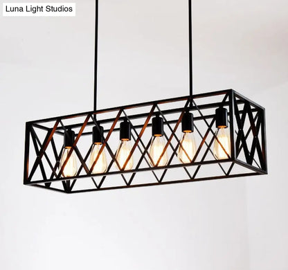 DecorBites™ Industrial Black Cross-Framed Pendant Light for Dining Table