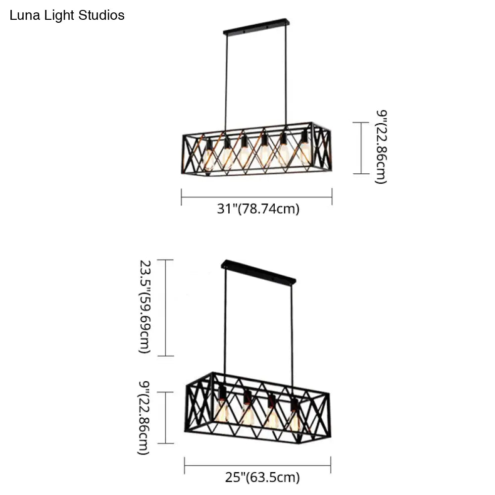 DecorBites™ Industrial Black Cross-Framed Pendant Light for Dining Table