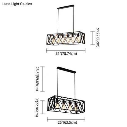 DecorBites™ Industrial Black Cross-Framed Pendant Light for Dining Table