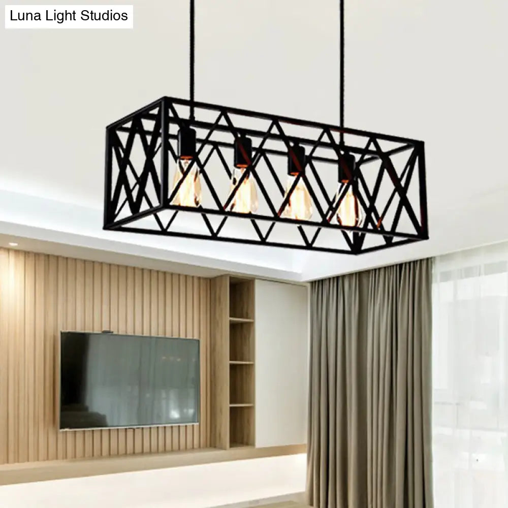 DecorBites™ Industrial Black Cross-Framed Pendant Light for Dining Table