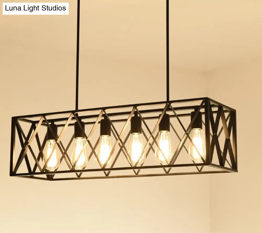 DecorBites™ Industrial Black Cross-Framed Pendant Light for Dining Table