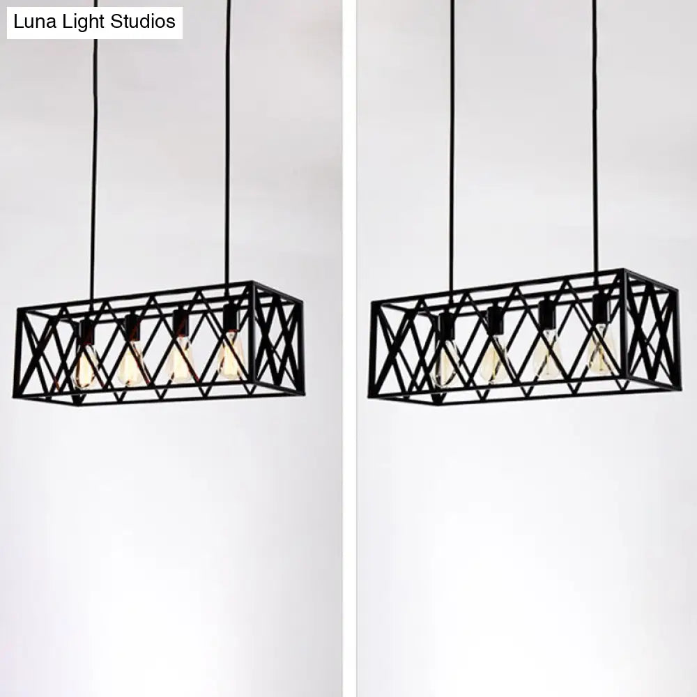 DecorBites™ Industrial Black Cross-Framed Pendant Light for Dining Table