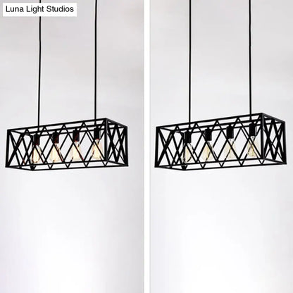 DecorBites™ Industrial Black Cross-Framed Pendant Light for Dining Table