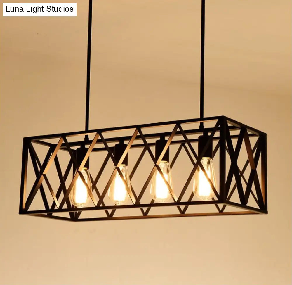 DecorBites™ Industrial Black Cross-Framed Pendant Light for Dining Table