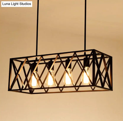 DecorBites™ Industrial Black Cross-Framed Pendant Light for Dining Table