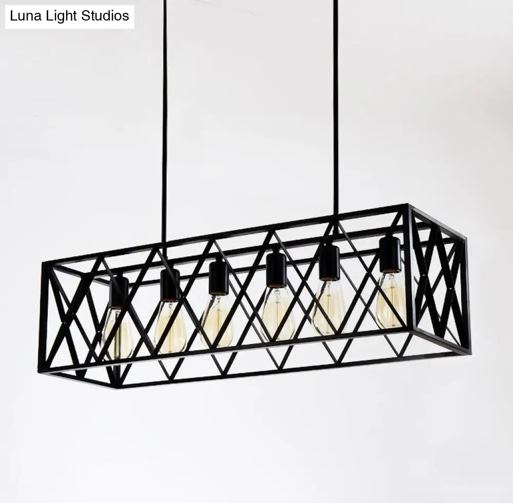 DecorBites™ Industrial Black Cross-Framed Pendant Light for Dining Table