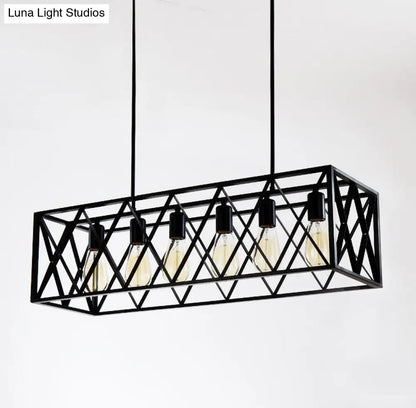 DecorBites™ Industrial Black Cross-Framed Pendant Light for Dining Table