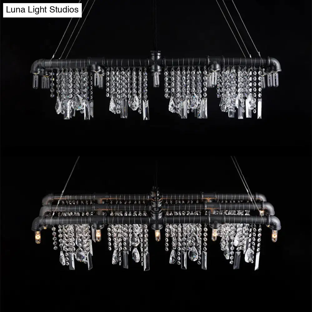 DecorBites™ contemporary black crystal chandelier with 15 lights features clear crystal droplets and includes fixture width and height