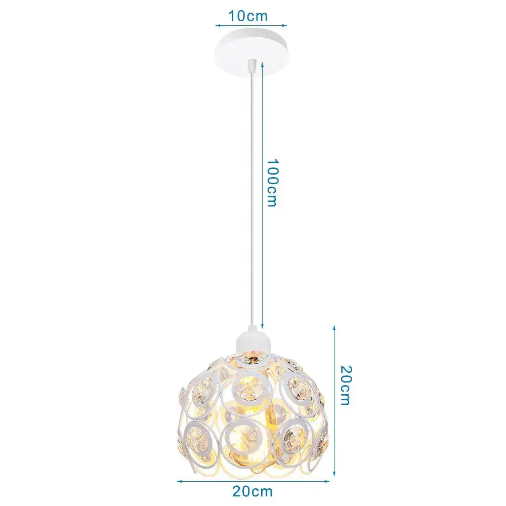 White spherical pendant lamp with circular cutouts and crystal k9 elements for kitchen island chandelier decorbites crystal pendant lamp