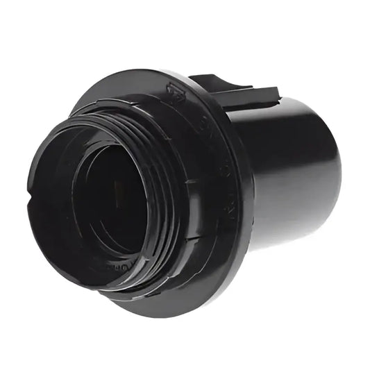 Black plastic industrial e27 base bulb socket lamp holder with threaded metal contacts for bedroom switch use