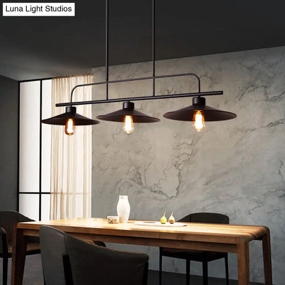 DecorBites™ Industrial Black Finish Flared Hanging Lamp with 3 Lights - Perfect for Restaurants!