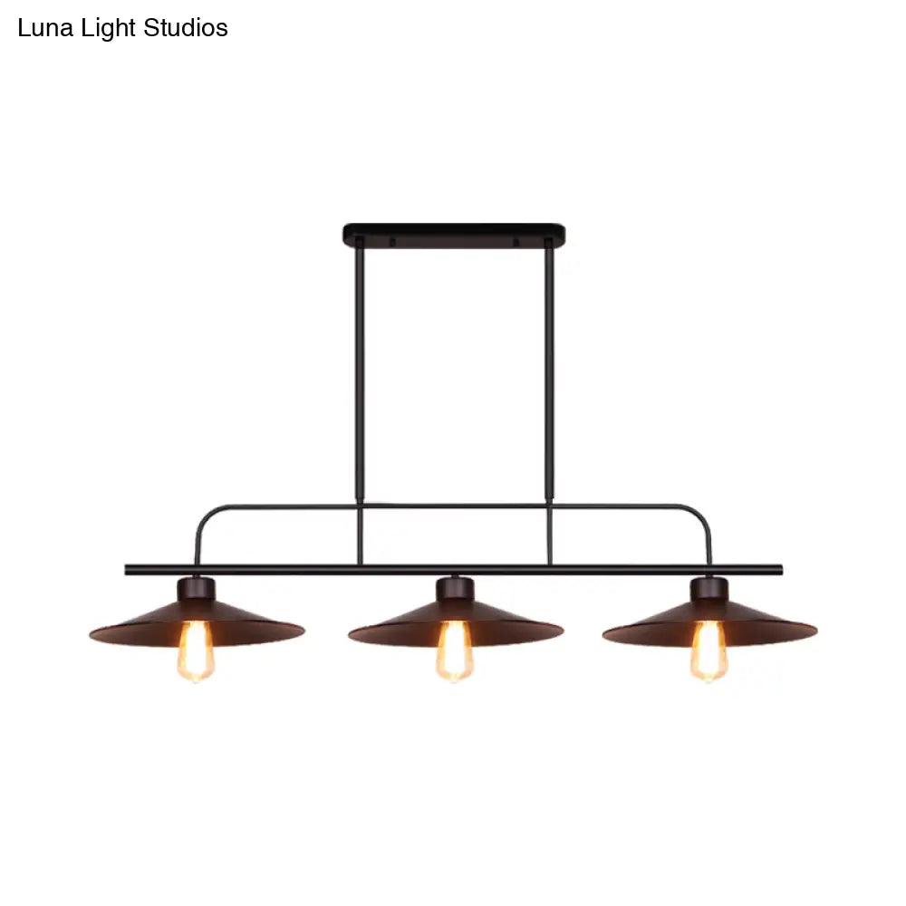 DecorBites™ Industrial Black Finish Flared Hanging Lamp with 3 Lights - Perfect for Restaurants!