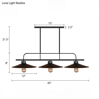 DecorBites™ Industrial Black Finish Flared Hanging Lamp with 3 Lights - Perfect for Restaurants!