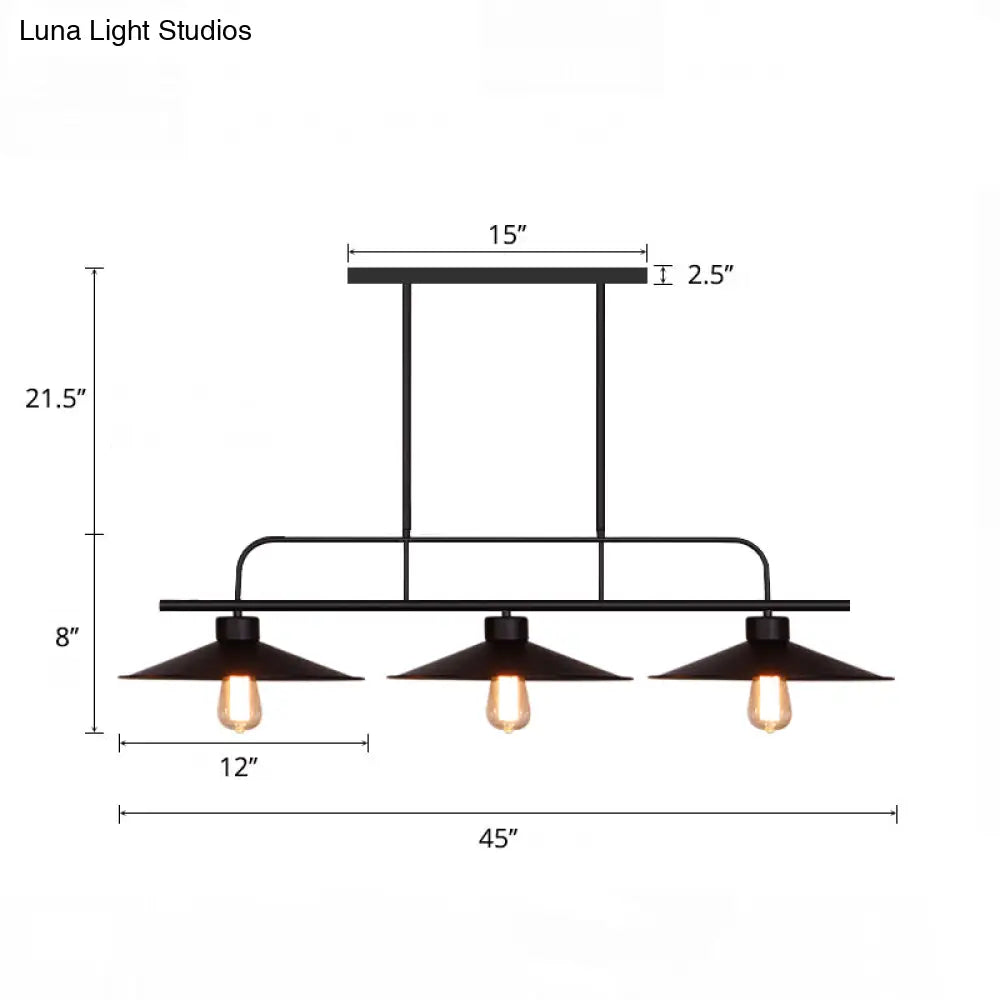 DecorBites™ Industrial Black Finish Flared Hanging Lamp with 3 Lights - Perfect for Restaurants!