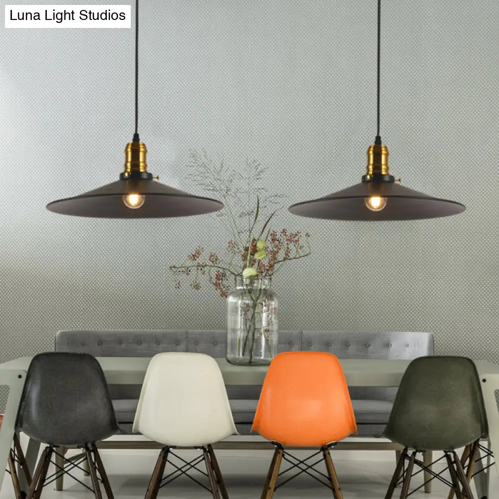 Industrial Black Flared Single Bulb Metal Pendant Light - 8.5"/10"/12" Wide - Stylish Dining Room Hanging Lamp