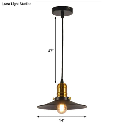 Industrial Black Flared Single Bulb Metal Pendant Light - 8.5"/10"/12" Wide - Stylish Dining Room Hanging Lamp