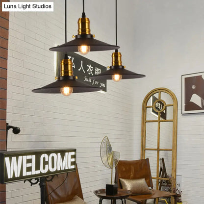 Industrial Black Flared Single Bulb Metal Pendant Light - 8.5"/10"/12" Wide - Stylish Dining Room Hanging Lamp