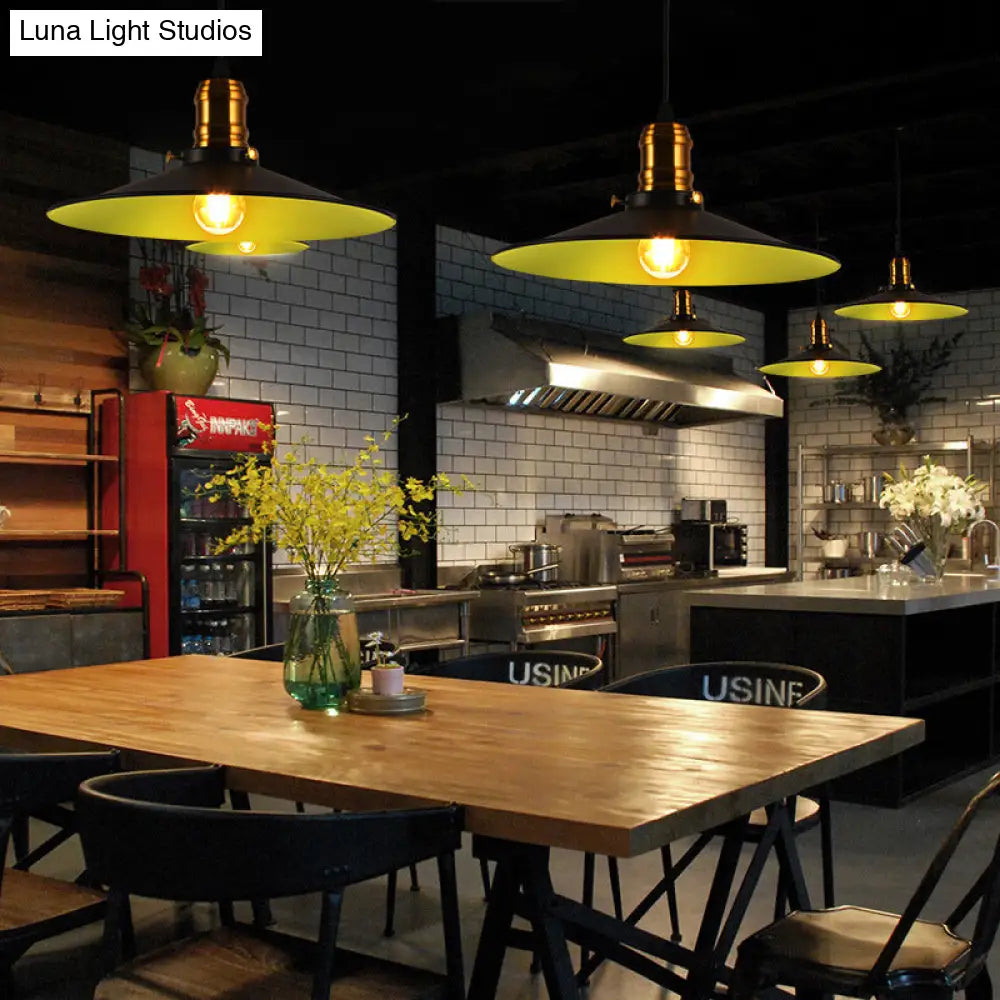 Industrial Black Flared Single Bulb Metal Pendant Light - 8.5"/10"/12" Wide - Stylish Dining Room Hanging Lamp