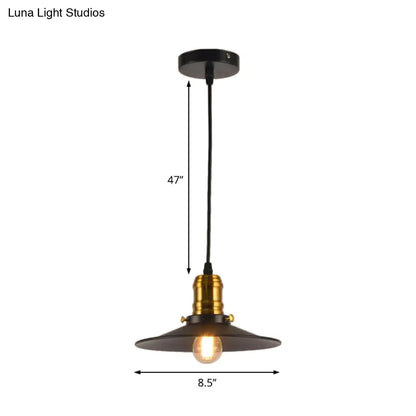 Industrial Black Flared Single Bulb Metal Pendant Light - 8.5"/10"/12" Wide - Stylish Dining Room Hanging Lamp