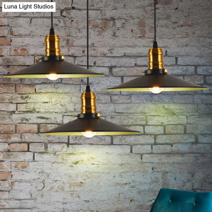 Industrial Black Flared Single Bulb Metal Pendant Light - 8.5"/10"/12" Wide - Stylish Dining Room Hanging Lamp