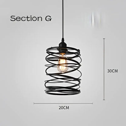 Black wrought iron pendant light with spiral cage light frame and exposed bulb ideal for dining room decorbites cage light