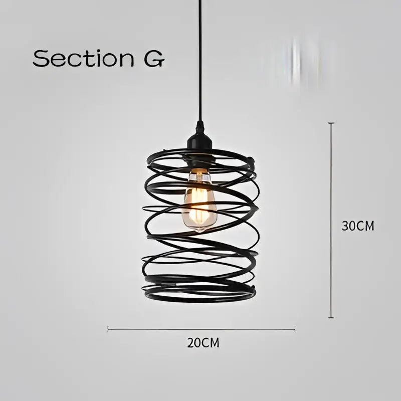 Black wrought iron pendant light with spiral cage light frame and exposed bulb ideal for dining room decorbites cage light