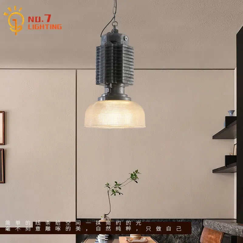 Industrial black glass chrome pendant light with dark gray metal ribbed body and amber glass shade for dining room decorbites glass chrome pendant