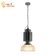 Industrial black glass chrome pendant light with textured glass shade for dining room decorbites pendant light