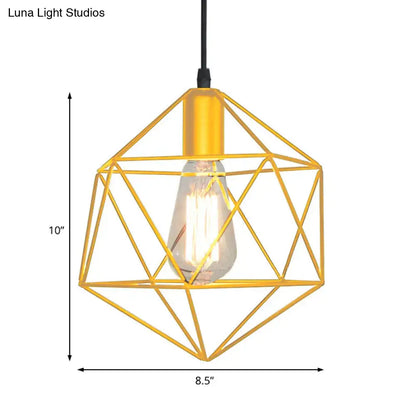Decorbites industrial gold geometric cage pendant light with exposed edison bulb for kitchen island 220v-240v 110v-120v