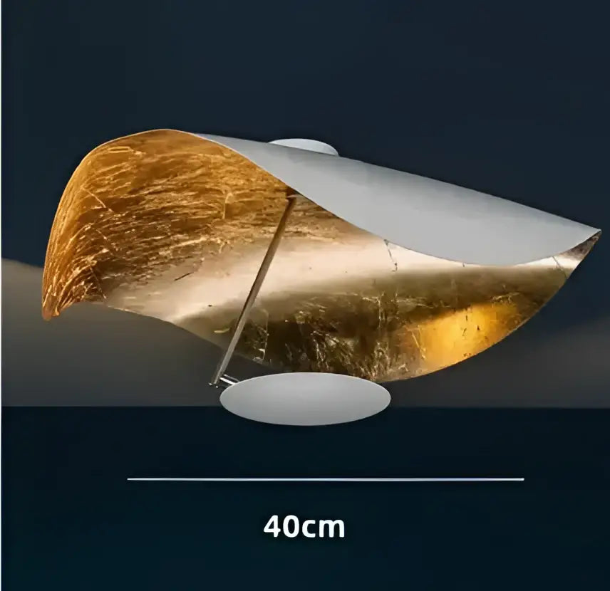 Industrial black and gold lotus leaf pendant light with curved gold leaf and white metal design for dining room decorbites lederam manta