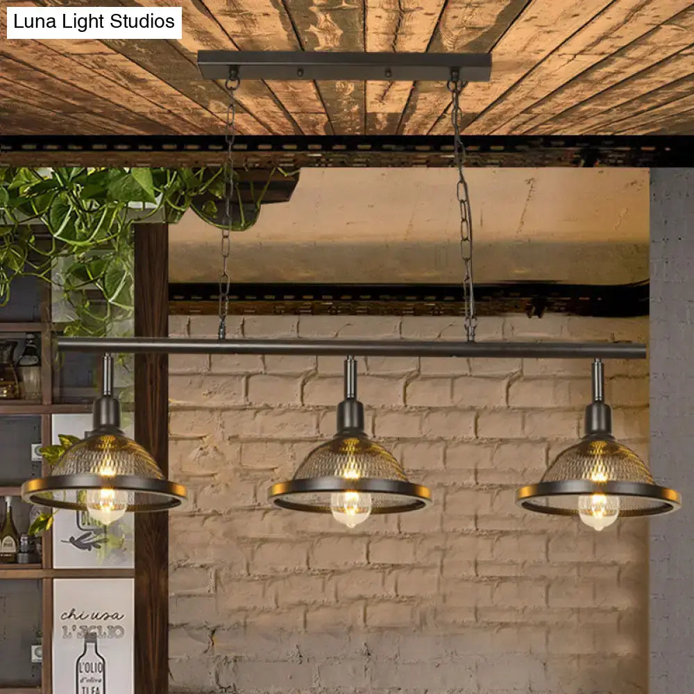 Industrial black and gold metal pendant with amber glass shades and e26 e27 bulb base ideal for dining room lighting