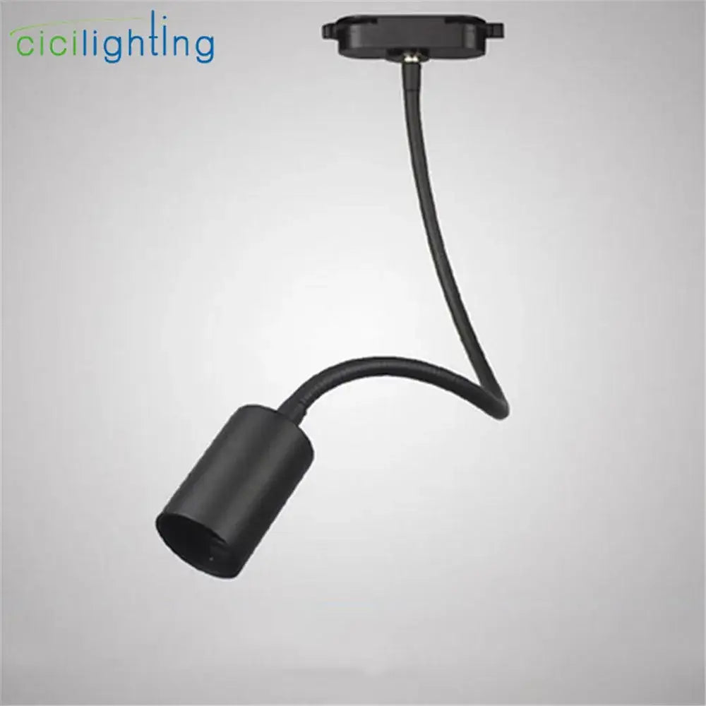 Black flexible industrial gooseneck track lighting fixture with cylindrical head for clothing store decorbites industrial gooseneck