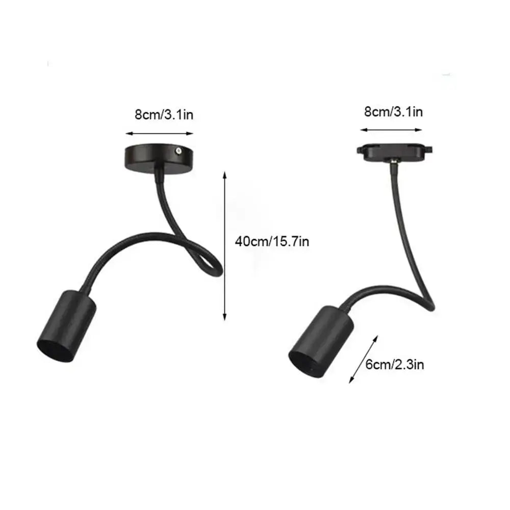 Black flexible industrial gooseneck track lighting with cylindrical head and adjustable base for clothing store decorbites fixture