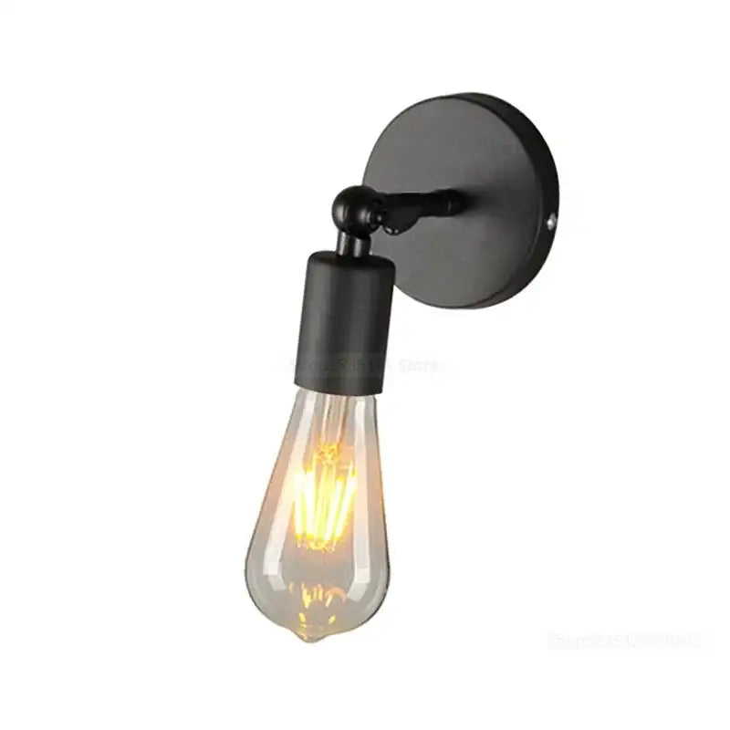 Black wrought iron wall lamp with clear glass edison bulb and decorbites hemp rope wall accent for living room decor