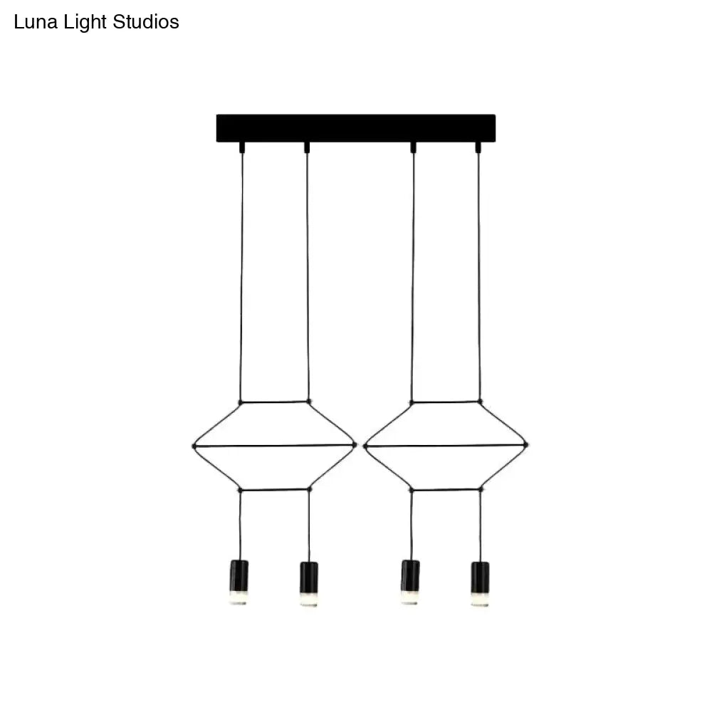 Industrial Black Hexagonal/Long Column Pendant Light - Modern 3D Structure with 4/6/8 Heads - Ideal for Dining Room