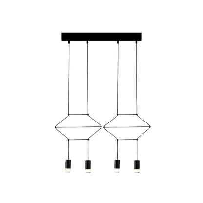 Industrial Black Hexagonal/Long Column Pendant Light - Modern 3D Structure with 4/6/8 Heads - Ideal for Dining Room