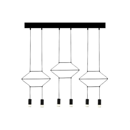 Industrial Black Hexagonal/Long Column Pendant Light - Modern 3D Structure with 4/6/8 Heads - Ideal for Dining Room