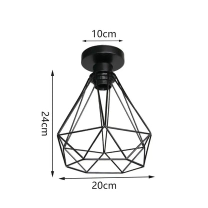 Black metal geometric cage pendant light with diamond frame and 10cm iron aisle ceiling mount by decorbites iron aisle