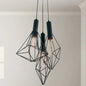 Industrial Black Iron Cage Pendant Light - Abstract Cafe Hanging Fixture with 3 Lights