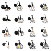 Black metal industrial iron cage wall sconce with exposed edison bulbs for bedroom decorbites iron cage wall lighting